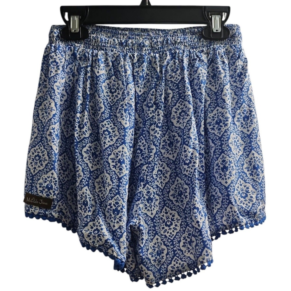 Matilda Jane Girls Blue Print Pom Pom Shorts Kids Casual‎ Cute XS